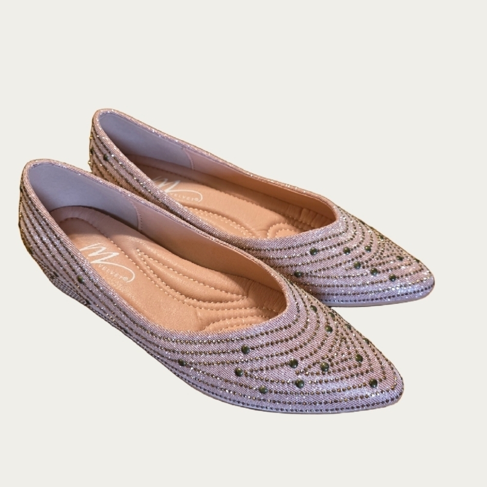 Midnight Velvet Women's Pink Studded Flats, Like NEW